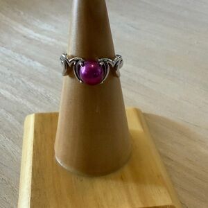 Elegant Silver Mom Ring with Purple Accent